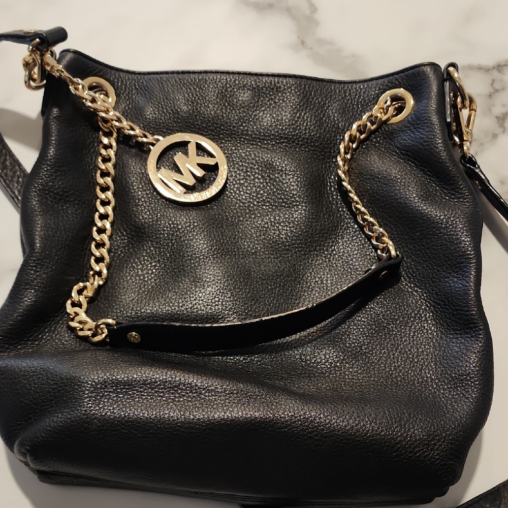 Michael Kors Black Shoulder Bag with Gold Chain